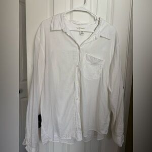 H&M White Women's Lightweight Linen Blend Button-Down Shirt